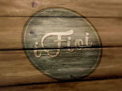 iFioi colors corporate illustration light blue logo design mockup project tshirt wood