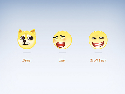 Popular Emojis doge emoji emotions troll face ui yao