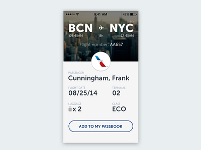 Boarding Ticket airport app boarding pass card flight info ios ticket ui white