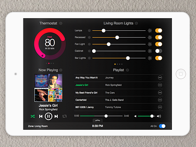 iPad Home Automation gui ipad lights nest sonos ui