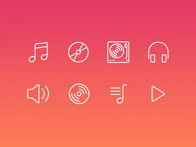 Simplicicons - Music Icons audio cd headphones lp music note notes play playlist record sound turntable