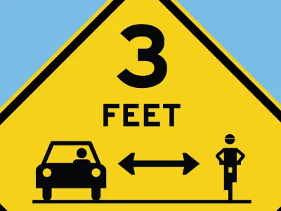 3 Feet. It's the law. bicycle sign bike elkhart interstate