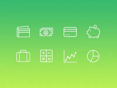 Simplicicons - Finance Icons bank calculator card cash credit graph line money pie piggy suitcase wallet