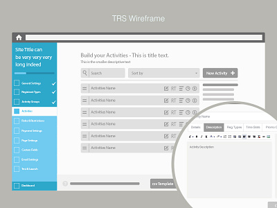 Detailed Wireframe dashboard design desktop draft illustrator template ui ux web wireframe