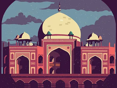 Humayun's tomb - Delhi delhi flat hertiage humayuns tomb illustration india mughal ruins sky