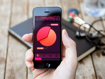 Financial drak pink red ui
