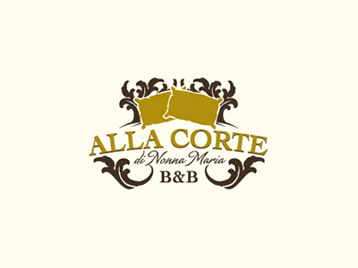 Alla Corte Di Nonna Maria bad baroque bb brand hotel italy logo mark pillow sicily typography vintage