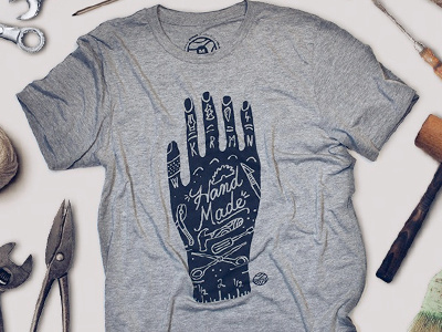 "Handmade" tee hand handmade made screenprint shirt tattoo tee tools wkrmn workerman