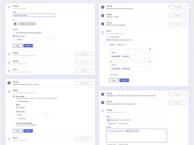 Budget configuration components budget components design system forms money product design settings stepper ux design widget workflow