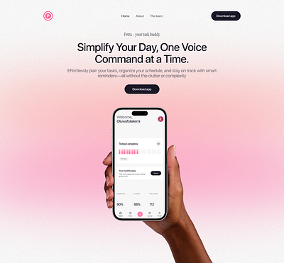 Hero section for Petra design hero task management ui uiux web design website