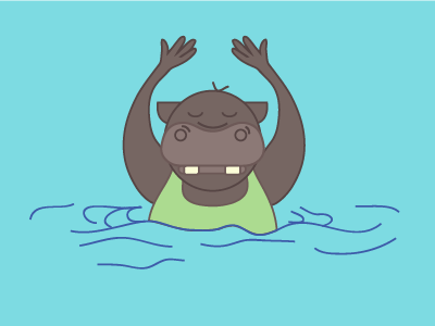 Daily Draw – Day 13: Hippo bathing suit hippo illustration line art water water sports