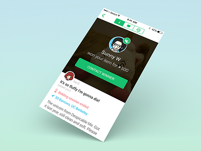 Contact Winner app flat ios iphone mobile ui