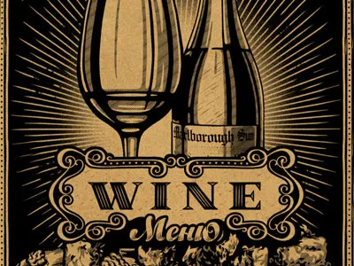 WINE menu design illustration lettering