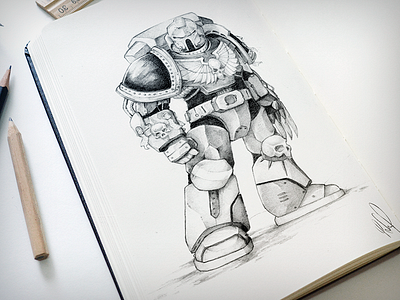 Ticket to the warp draw illustration sketch spacemarine warhammer 40k