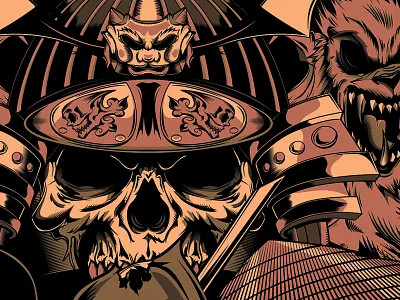 Halloween Poster cartoon digitalart halloween horror illustration illustrator ninja samurai vector