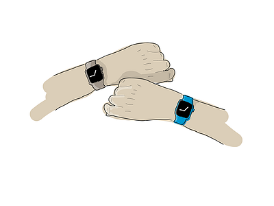 Left & Right apple hand illustration left right watch