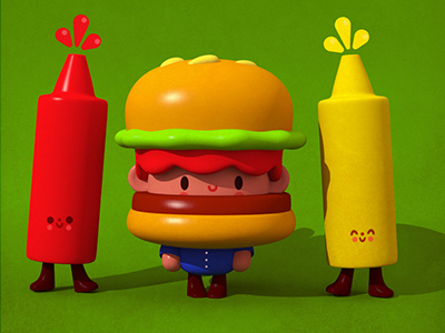 Burgerboy 3d boy catsup cecymeade character cute food