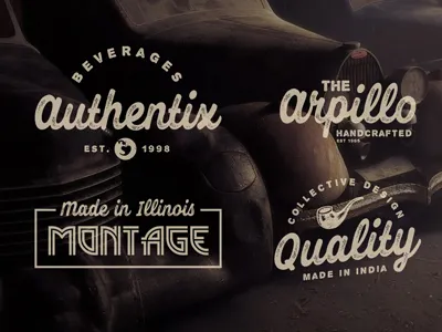 Badges with Felisha badge bold brush cursive lettering logo modern painting retro script sign vintage