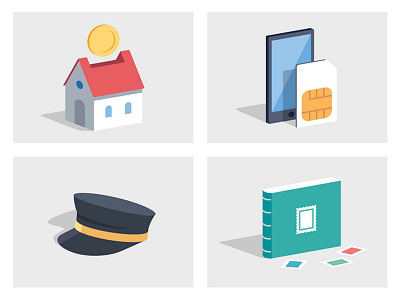 La Poste art direction design flat icon illustration isometric la poste post