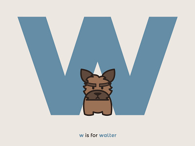 W is for Walter alphabet dog illustration poster