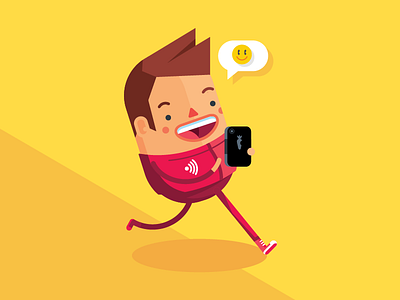 Megas emoticon geometric happy man phone red vector yellow
