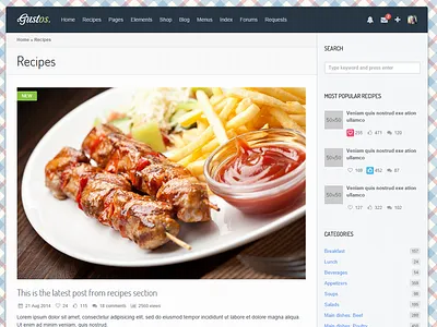 Gustos - Template layout food recipe. template