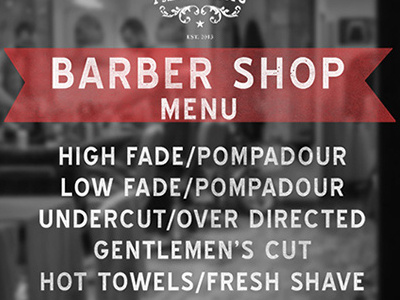 Barber Shop Menu