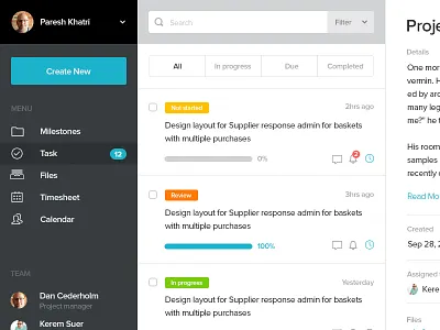 Managly Simply Project Management application clean crm interface management project simple ui user ux web