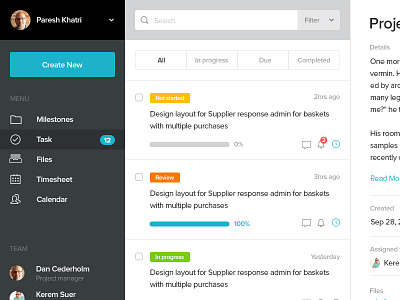 Managly Simply Project Management application clean crm interface management project simple ui user ux web