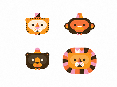 Animals animal ape bear chimp crown hat illustration king lion monkey tiger