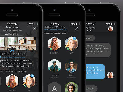 Beacon Chat App app chat dark ios ios7 ios8 iphone iphone5 mobile mobile ui ui user interface