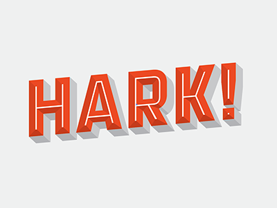 Hark! logo superhero type