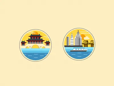 City Icons china circle cities city flat icon newyork nyc round travel water world