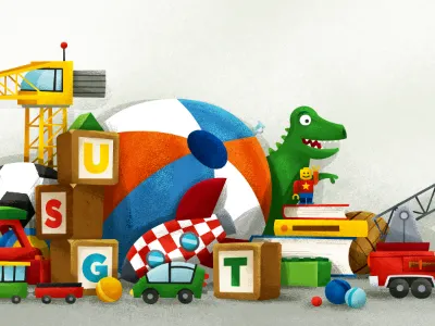 Playground birth card illustration