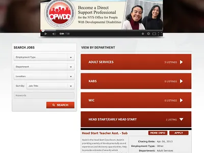 Opportunities Page dropdown form gray red