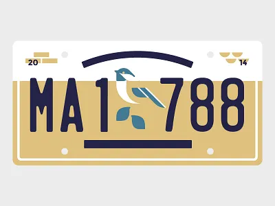 Chickadee bird illustration license plate massachusetts nummernschild state vector vektorgrafik