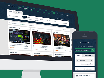 Mob Core android application basovdesign game mobcore mockups responsive ui ux web
