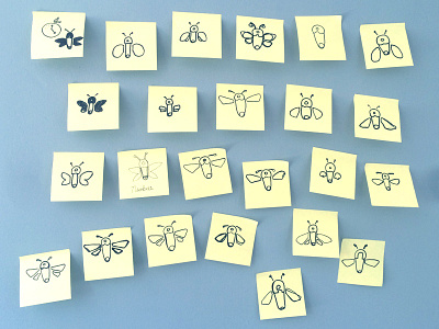 Logo Process logo mockup newbee post it notes process sticky notes wip