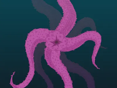 Tentacle creature blue drawing hand drawn illustration ocean pink tentacle tentacles