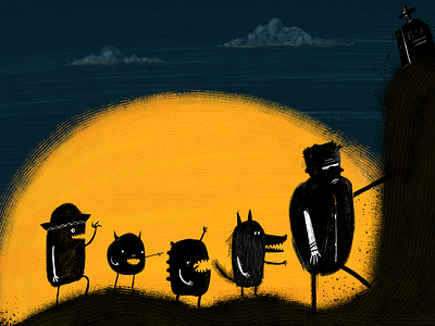 Monster Parade dark halloween illustration monsters night paint scary texture