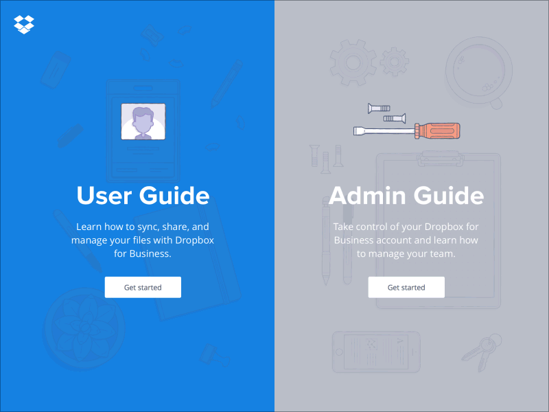 Dropbox/Guide account admin animation dropbox files guide help illustrations manage security set up user