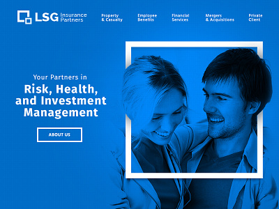 LSG Partners blue clean corporate couple feature home insurance partners protect screen web