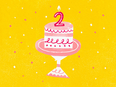 2 Years! cake colour fun illustration
