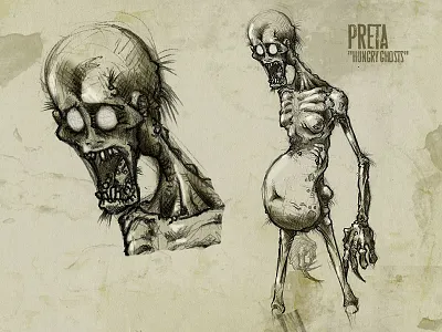 #31DaysOfMonsters | Day1 creature drawing halloween horror hunger illustration monster monsters preta scary