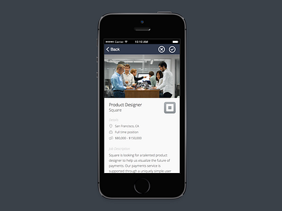 Jobr - detailed job view job jobr mobile recruiting swipe ui