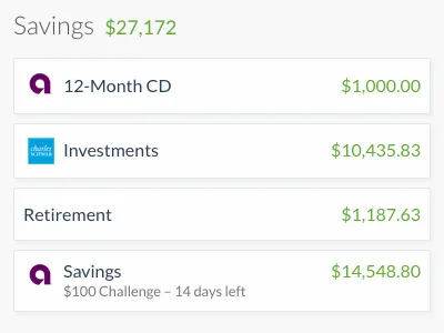 Savings Accounts on SaveUp dashboard finance money web