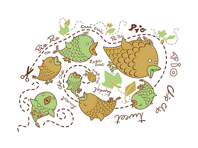 Tower of Birdie birds character design cute flat design illustration