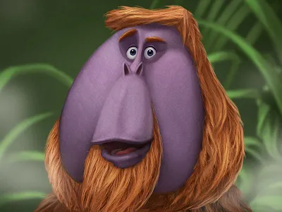 Orangutan in the mist animal cartoon character forrest gorilla illustration james haskins jungle jungle book mist monkey orangutan