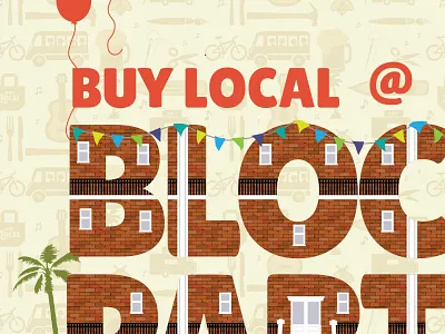 Block Party balloon block party flag icons illustration illustrator local party