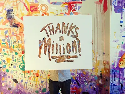 Thanks A Million cardboard lettering sign type typography